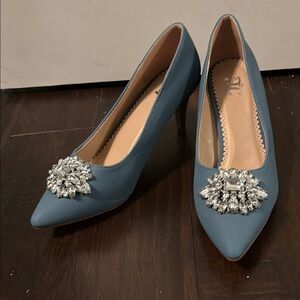 Elegant Blue Embellished Women's Heels
